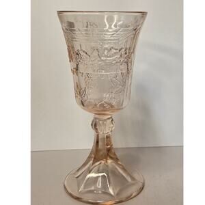 Indiana Glass Goblet, Last Supper Tiara; One Chantilly Pink; 6.75" Tall; 13oz
